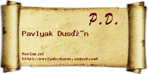 Pavlyak Dusán névjegykártya